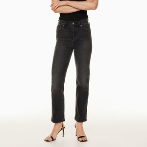 Denim Forum Arlo High Rise Straight 28L Washed Black Stretch Denim Jeans 26